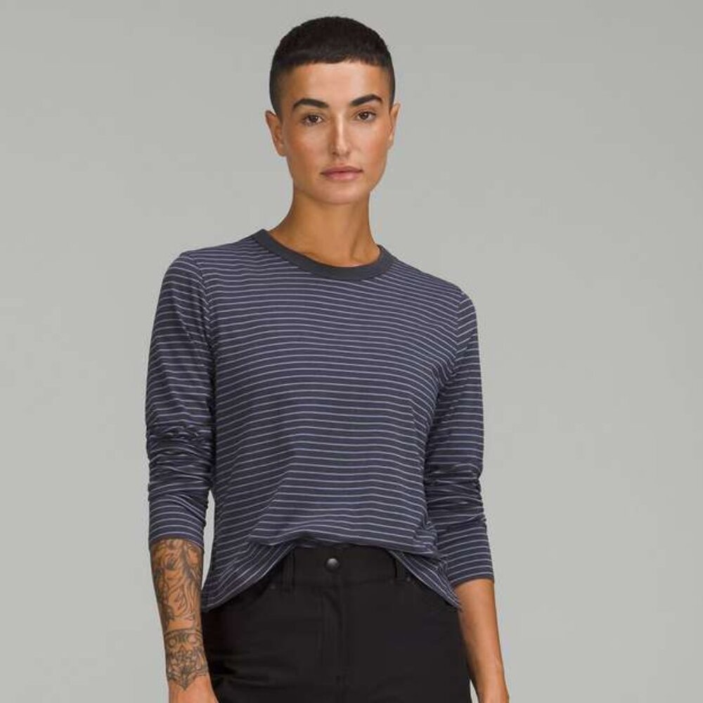 Lululemon Women's Classic-Fit Cotton-Blend Long Sleeve Shirt - Grey/Purple